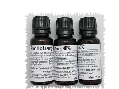 Propolislösung: Enthält 40% Propolis