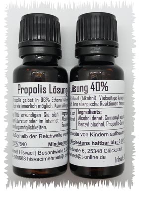 Propolislösung: Enthält 40% Propolis